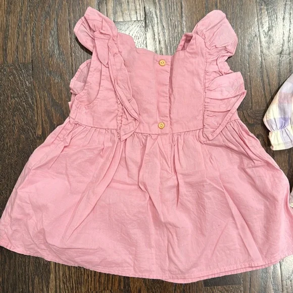 H&M Girl shirt bundle Pink Ruffle and Plaid Button-Up Shirt - Picture 7 of 8